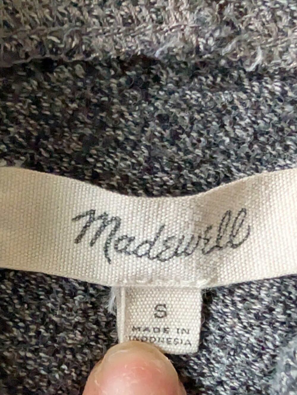 Madewell Tone Hoodie Sweatshirt 100% Cotton Dark Grey Terry Sz Small Loungewear image 6